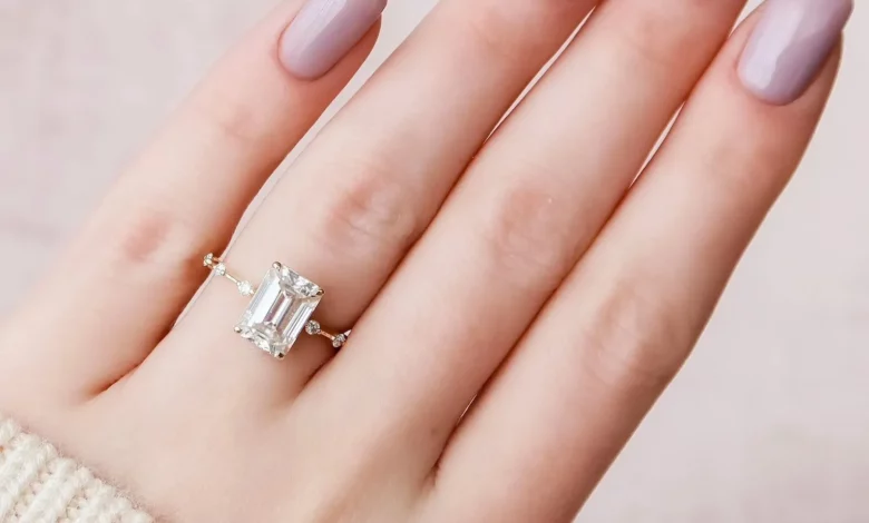 emerald cut moissanite engagement rings