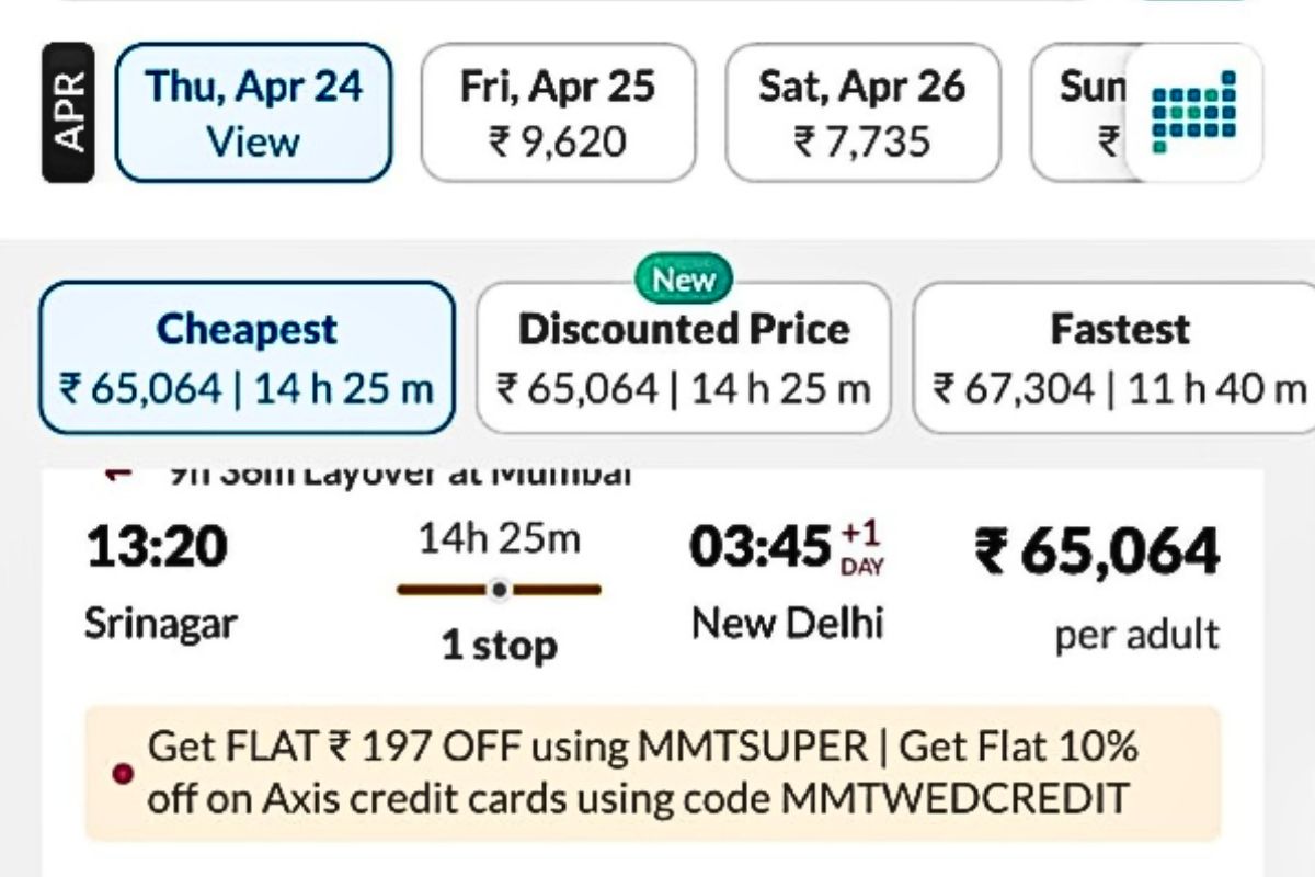 Air ticket hike after Pahalgam attack