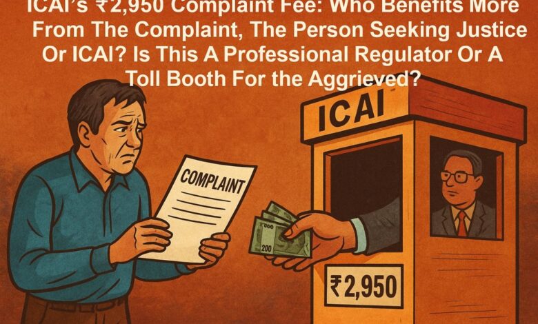 ICAI’s ₹2,950 Complaint Fee: Who Benefits More From The Complaint, The Person Seeking Justice Or ICAI? Is This A Professional Regulator Or A Toll Booth For The Aggrieved?