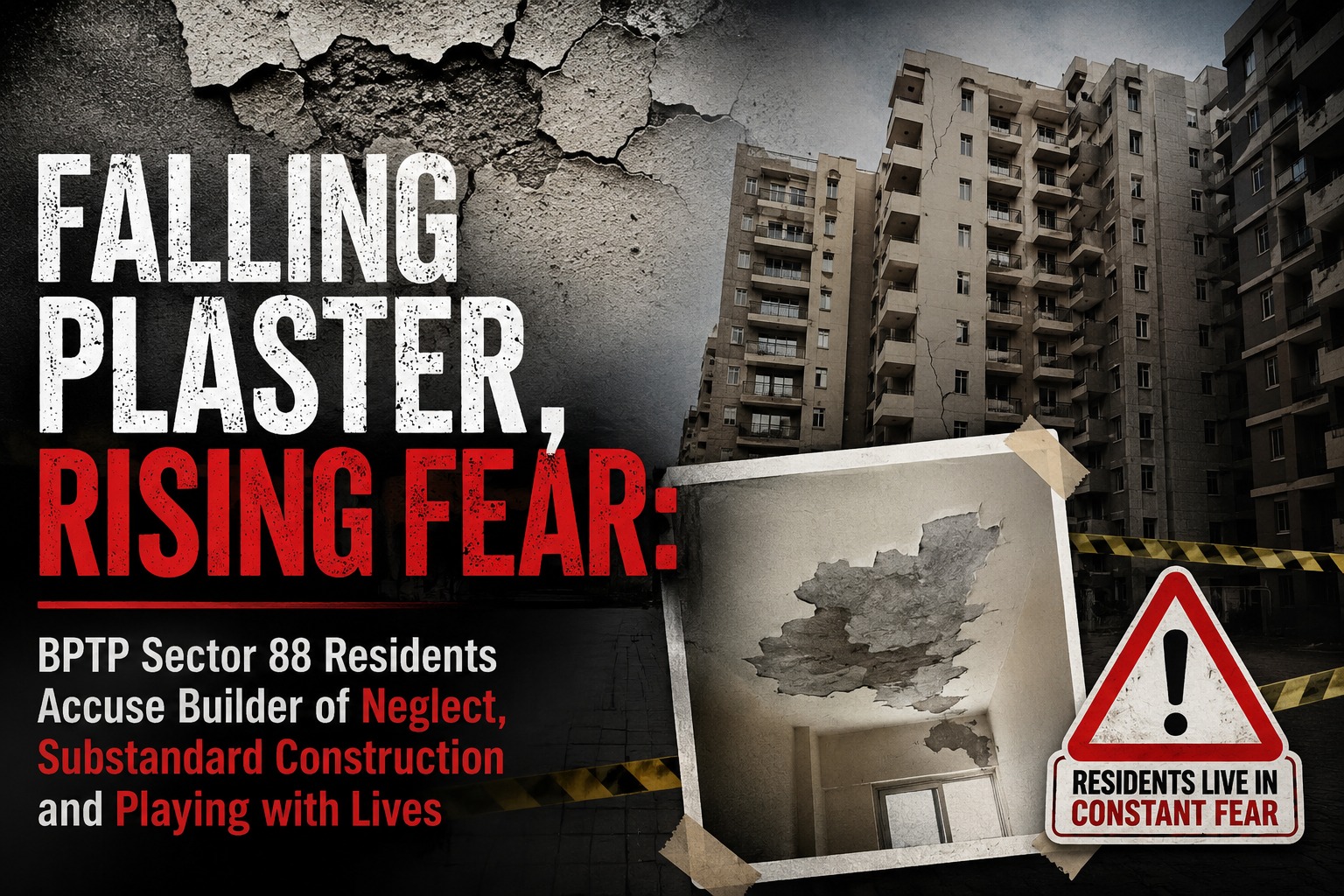 Falling Plaster, Rising Fear: BPTP Sector 88 Residents Accuse Builder Of Neglect, Substandard Construction And Playing With Lives - Inventiva