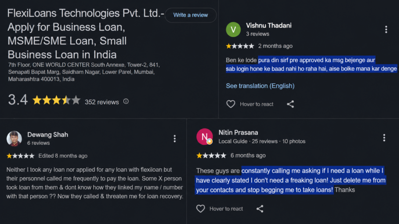 Flexiloans Google Review